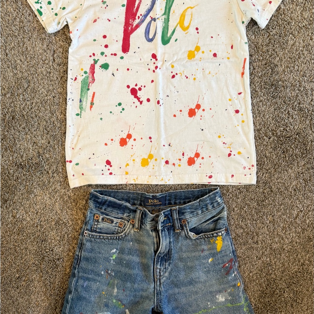 Polo by Ralph Lauren White and Red Short Sleeve Tee & matching Jean shorts